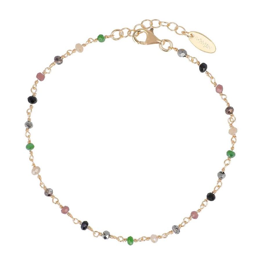 Bracciali Amen | Bracciale Dorato Con Cristalli Multicolor