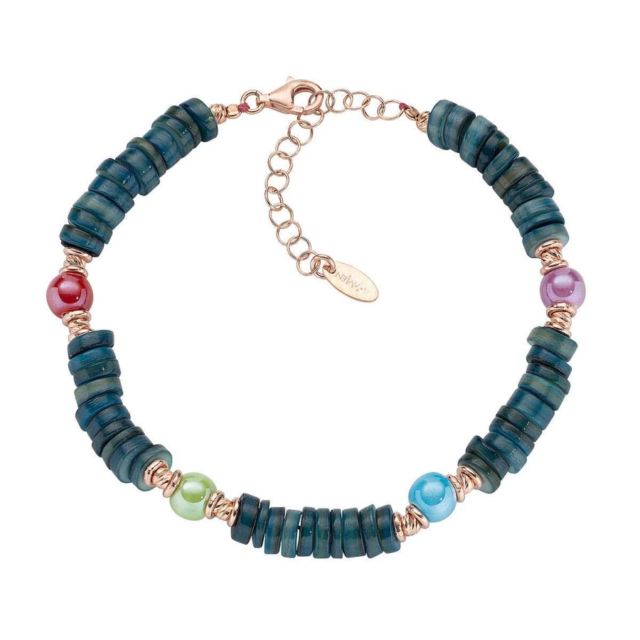 Bracciali Amen | Bracciale Oceania Ros Con Giada Blu Petrolio