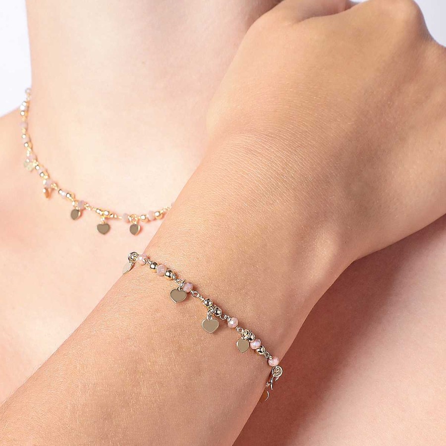 Bracciali Amen | Bracciale Charm Elegance Dorata Con Cristalli Ecr