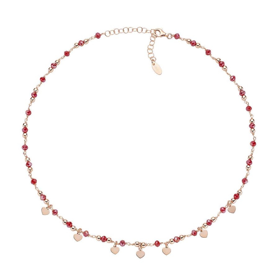 Collane Amen | Collana Charm Elegance Ros Con Cristalli Rubino