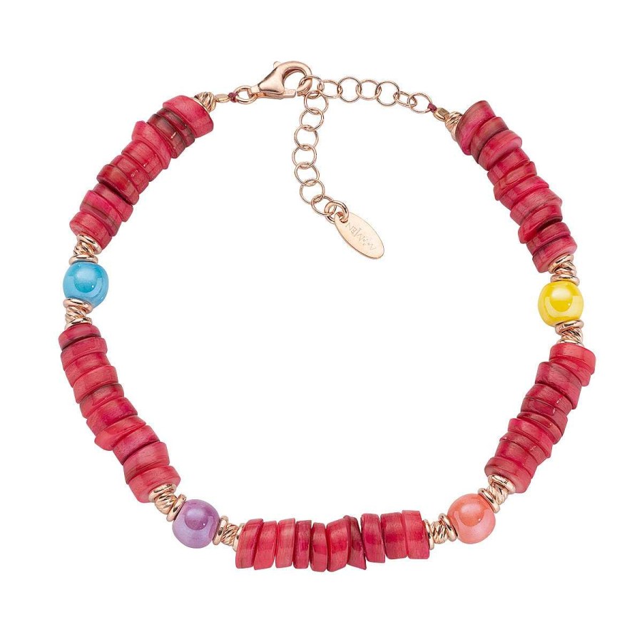 Bracciali Amen | Bracciale Oceania Ros Con Giada Rossa