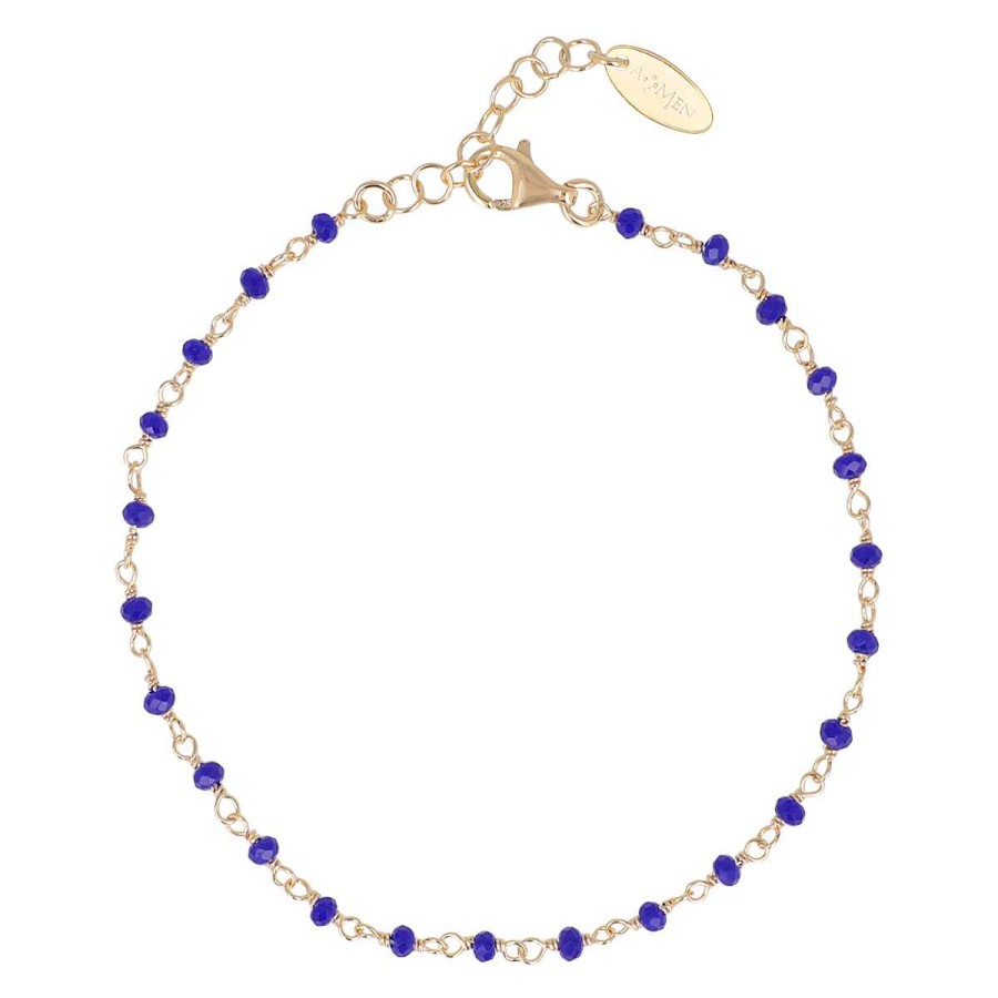 Bracciali Amen | Bracciale Dorato Con Cristalli Blu