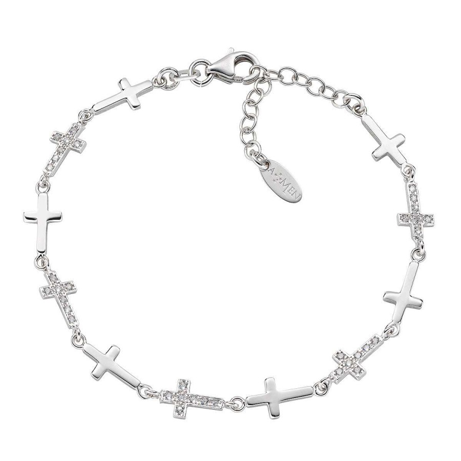 Bracciali Amen | Bracciale Catena Di Croci Zirconi