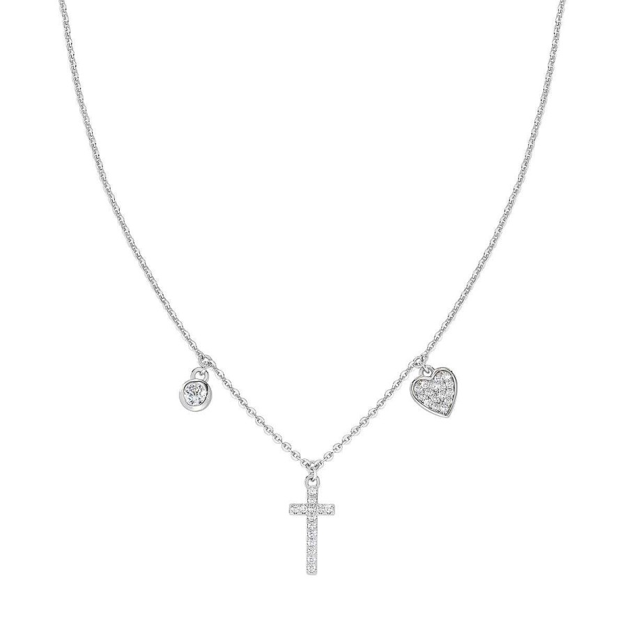 Collane Amen | Collana Rodio Croce E Cuore Zirconato