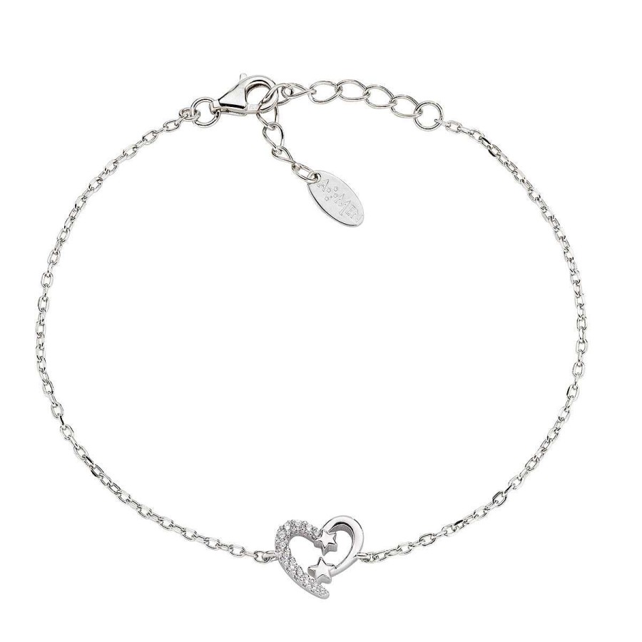 Bracciali Amen | Bracciale "Cuore" In Argento Con Zirconi