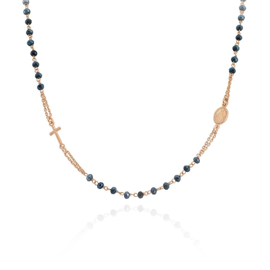 Collane Amen | Collana Rosario Girocollo Cristalli Blu Scuro