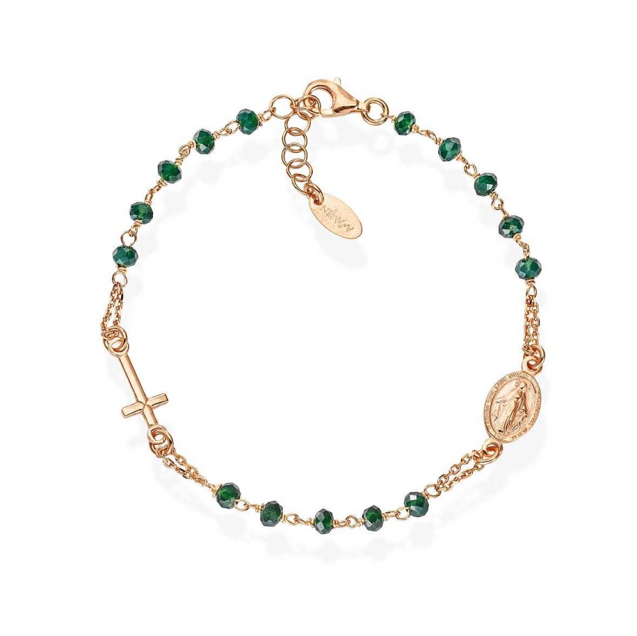 Bracciali Amen | Bracciale Rosario Cristalli Verde Bottiglia