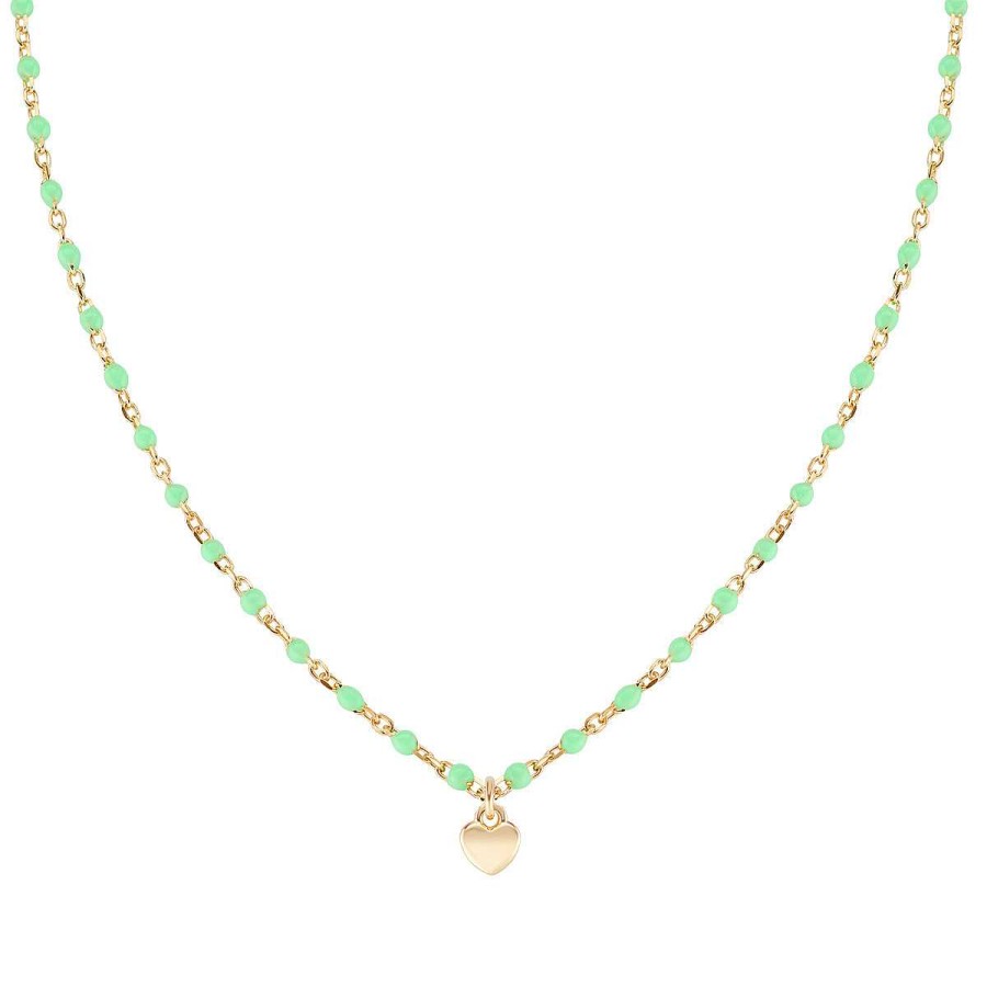 Collane Amen | Collana "Cuore" In Argento Dorato Con Smalto Verde