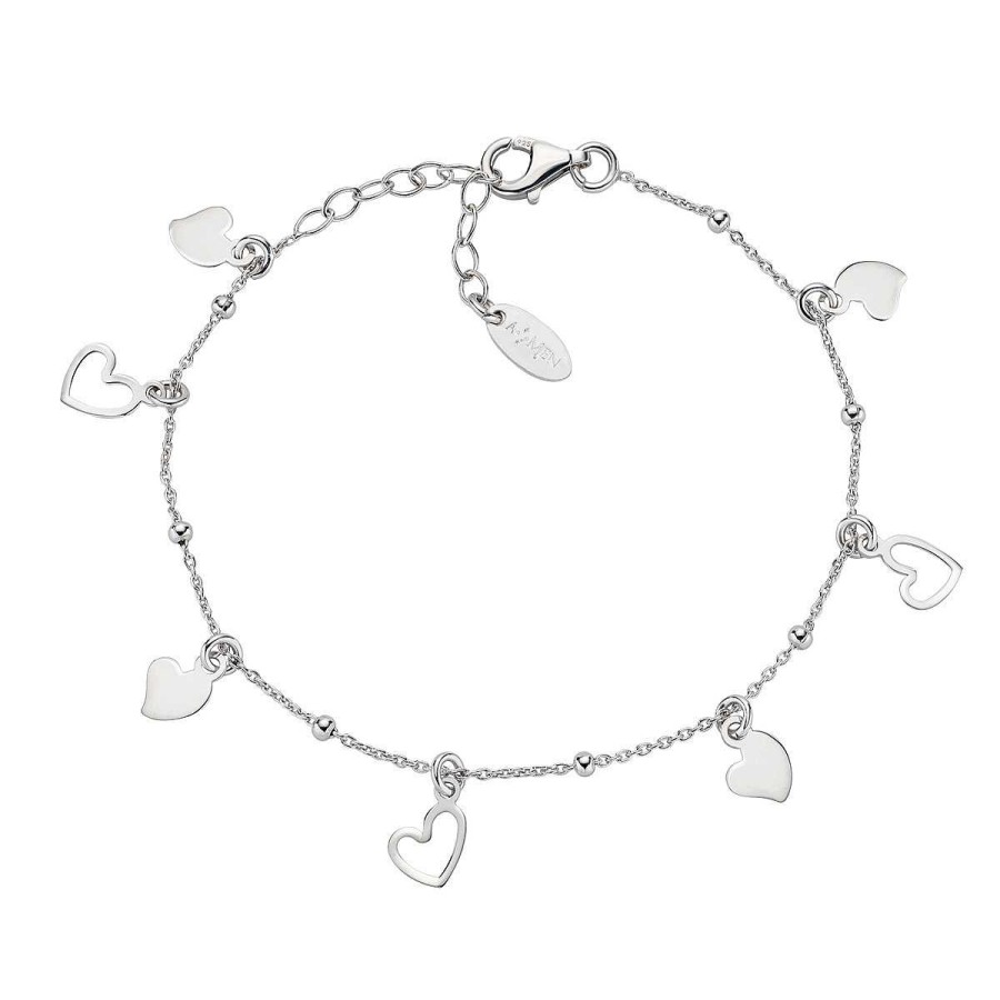 Bracciali Amen | Bracciale Charm Cuori Rodio