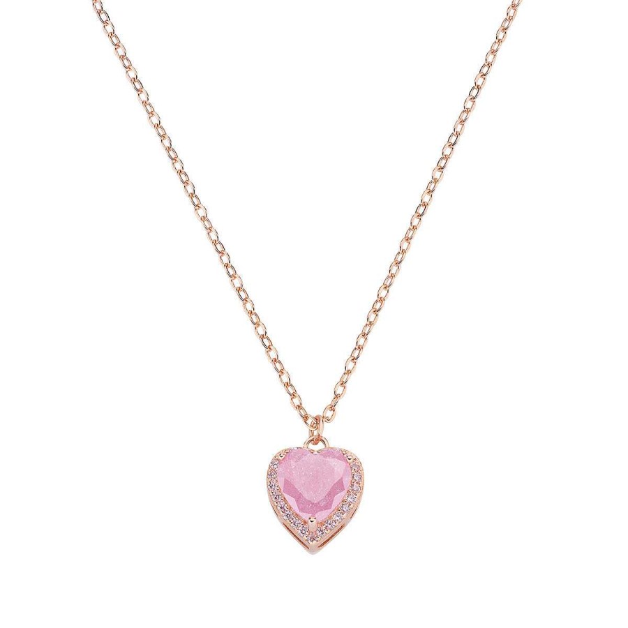 Collane Amen | Collana In Argento Rosato Con Cuore In Creek Stone