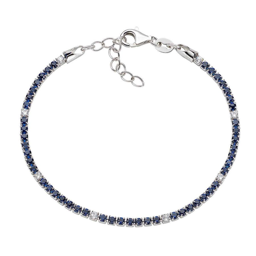 Bracciali Amen | Bracciale Tennis Rodio Zirconi Blu