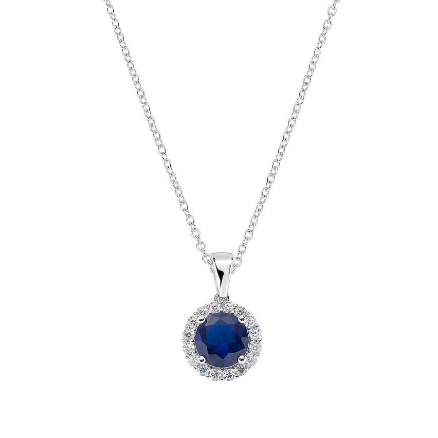 Collane Amen | Collana Diamond Con Zircone Tondo Blu