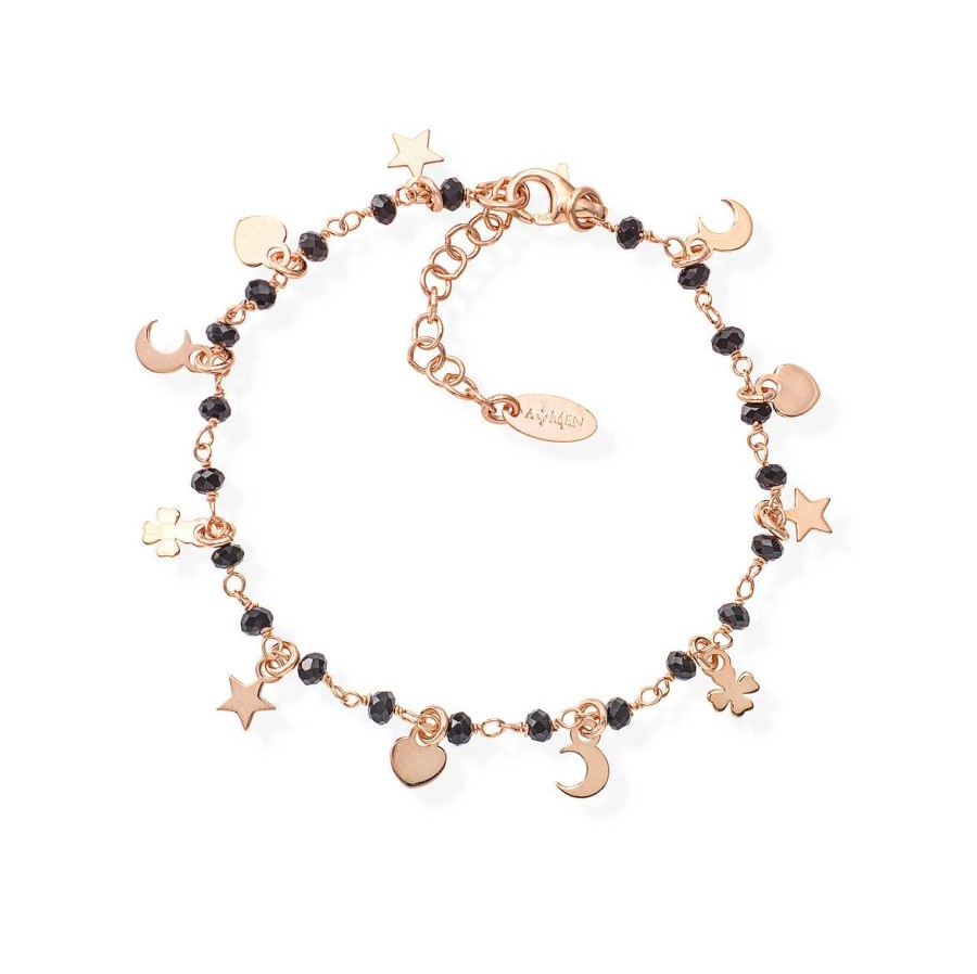 Bracciali Amen | Bracciale Charms E Cristalli Neri