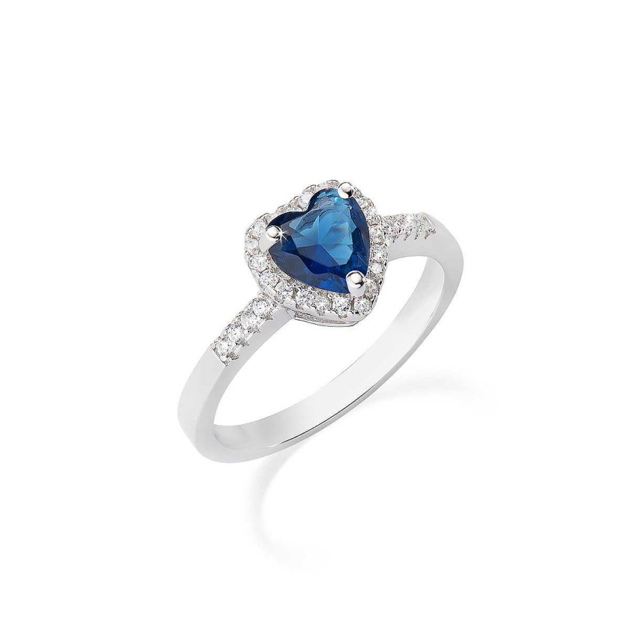 Anelli Amen | Anello Rodio Cuore Dell'Oceano Blu