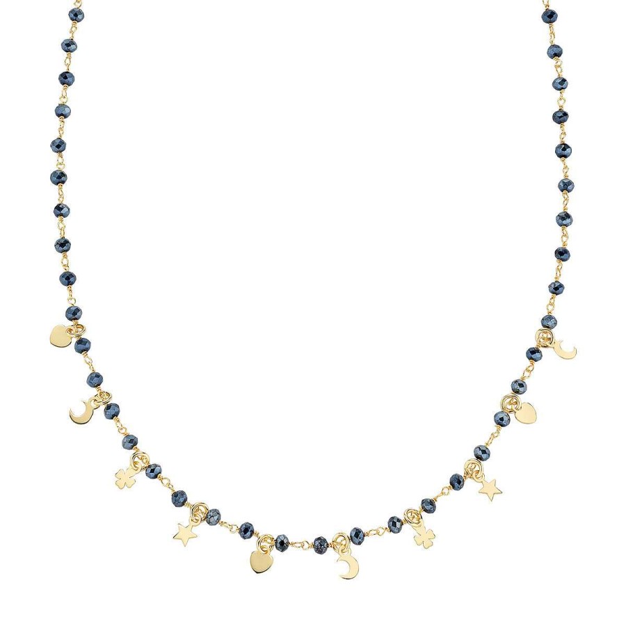 Collane Amen | Collana Charm Elegance Dorata Cristalli Blu