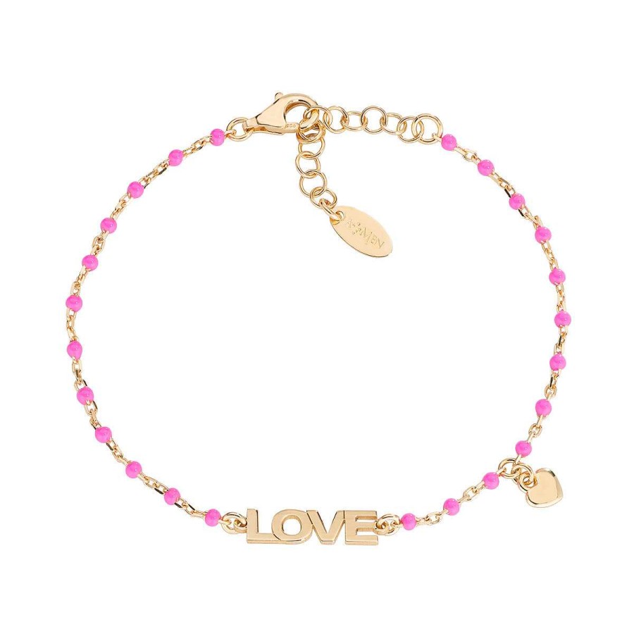 Bracciali Amen | Bracciale "Love" In Argento Dorato Con Smalto