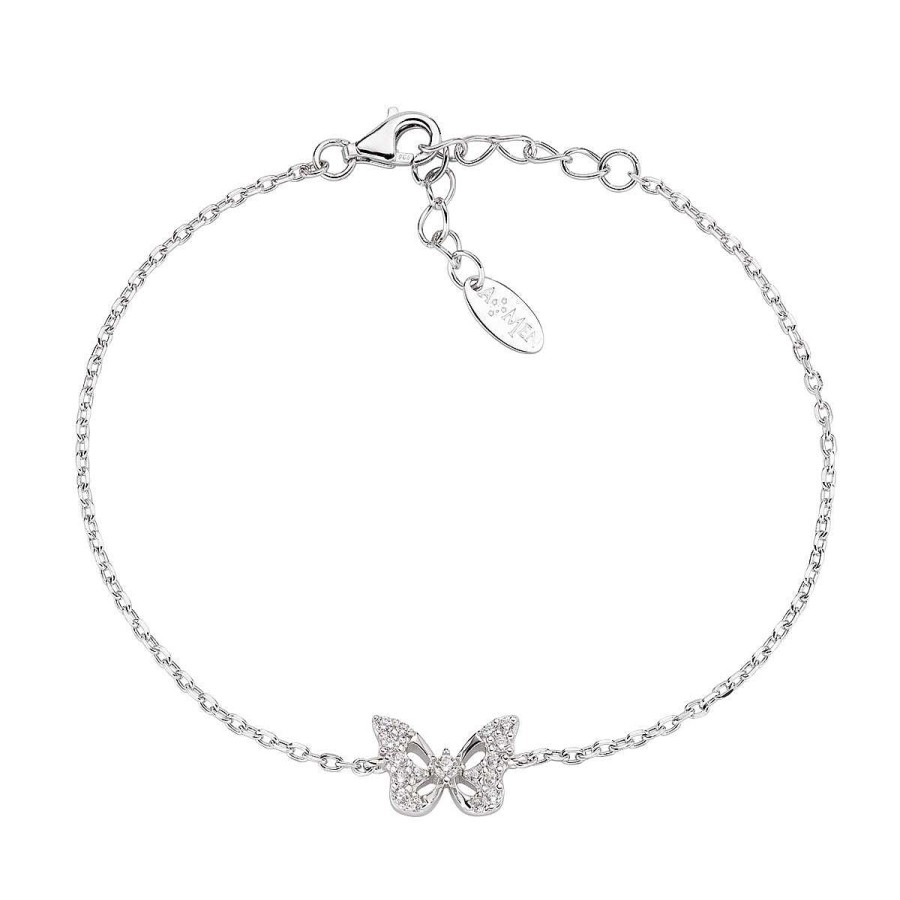 Bracciali Amen | Bracciale Farfalla In Argento Con Zirconi