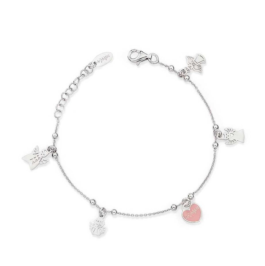 Bracciali Amen | Bracciale Charm Angeli E Cuore