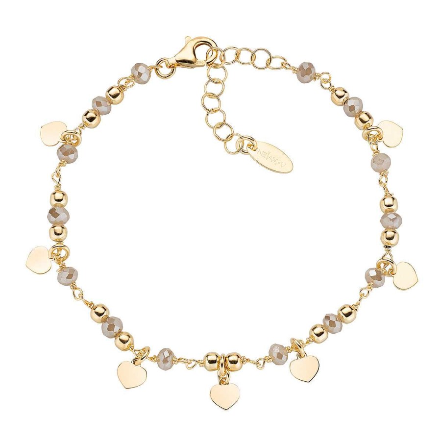 Bracciali Amen | Bracciale Charm Elegance Dorata Con Cristalli Ecr