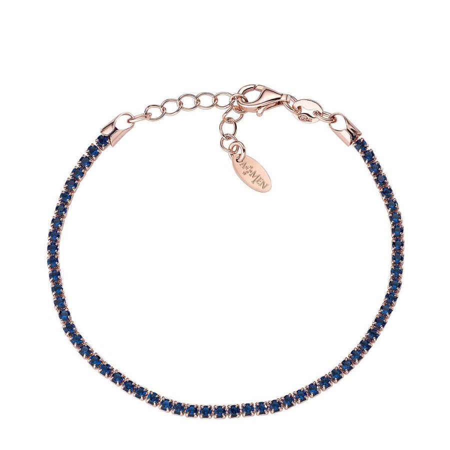 Bracciali Amen | Bracciale Tennis Ros Zirconi Blu