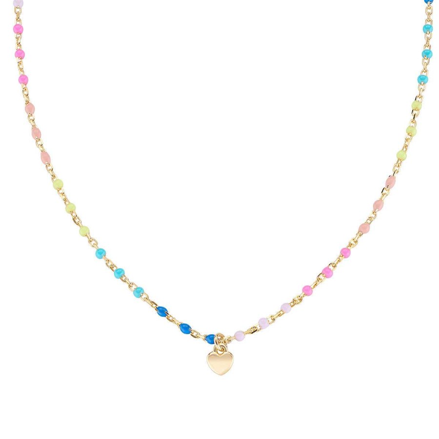 Collane Amen | Collana "Cuore" In Argento Dorato Con Smalto Multicolor