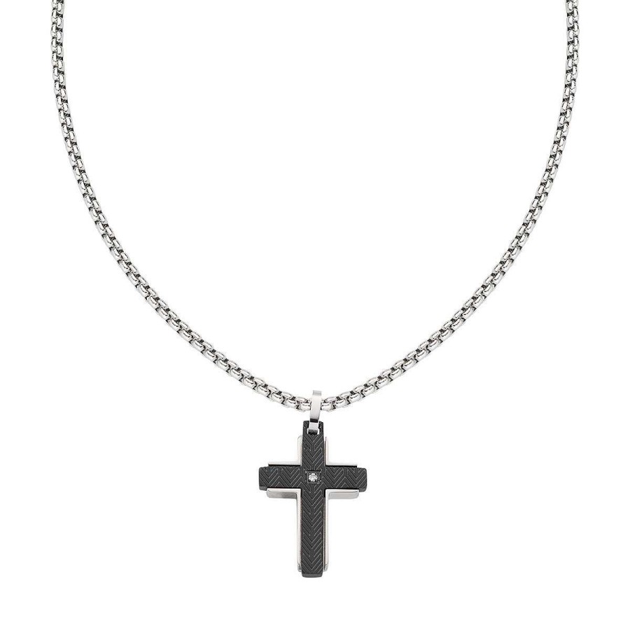 Collane Amen | Collana Croce In Acciaio E Zircone