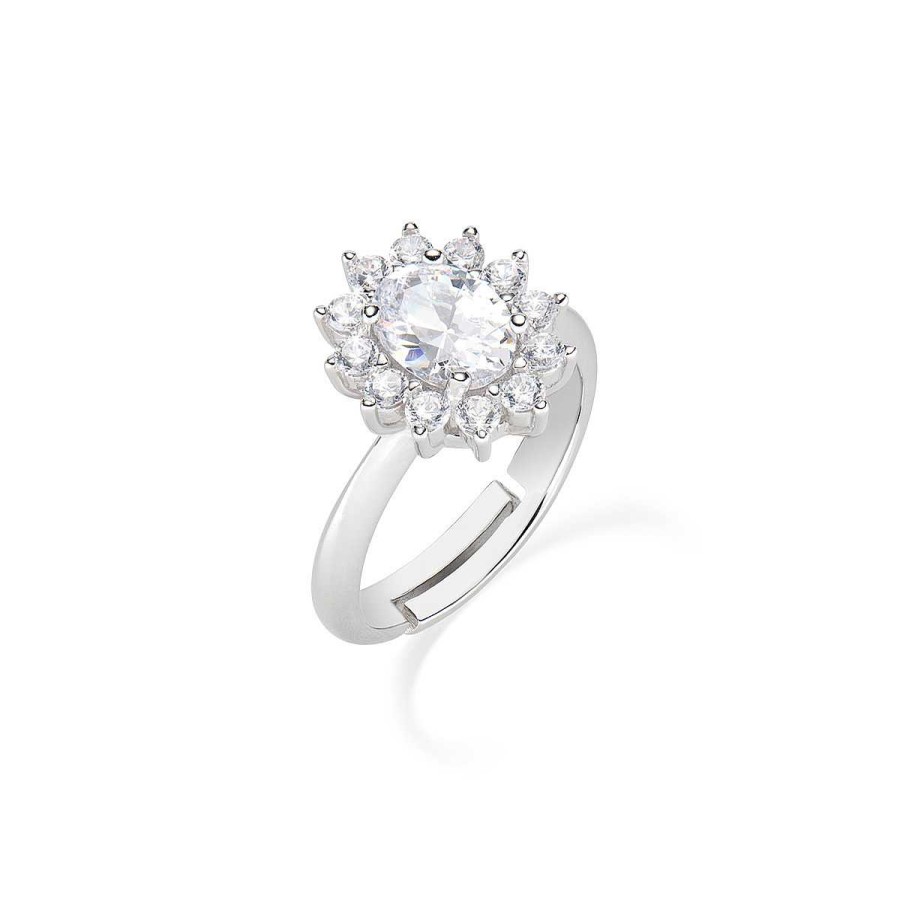 Anelli Amen | Anello Adattabile Royal Sole Zircone Bianco