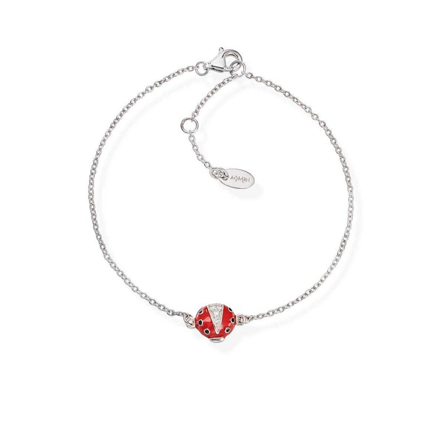 Bracciali Amen | Bracciale Coccinella Smalto E Zirconi