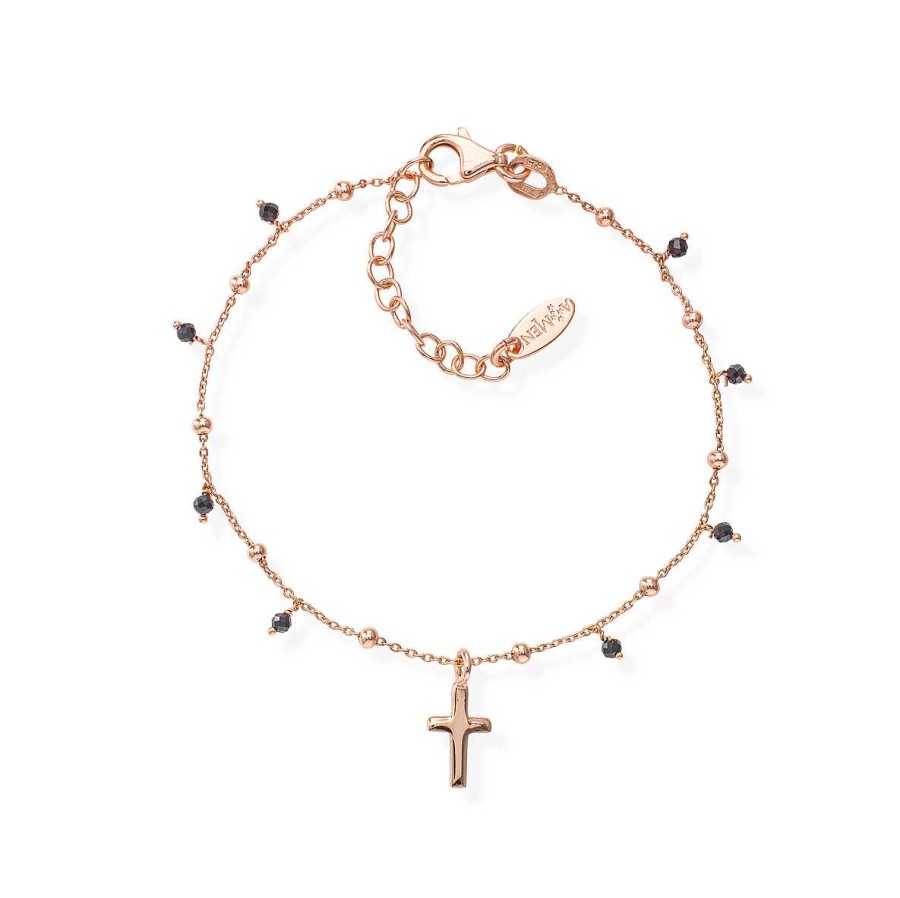 Bracciali Amen | Bracciale Croce E Cristalli Neri