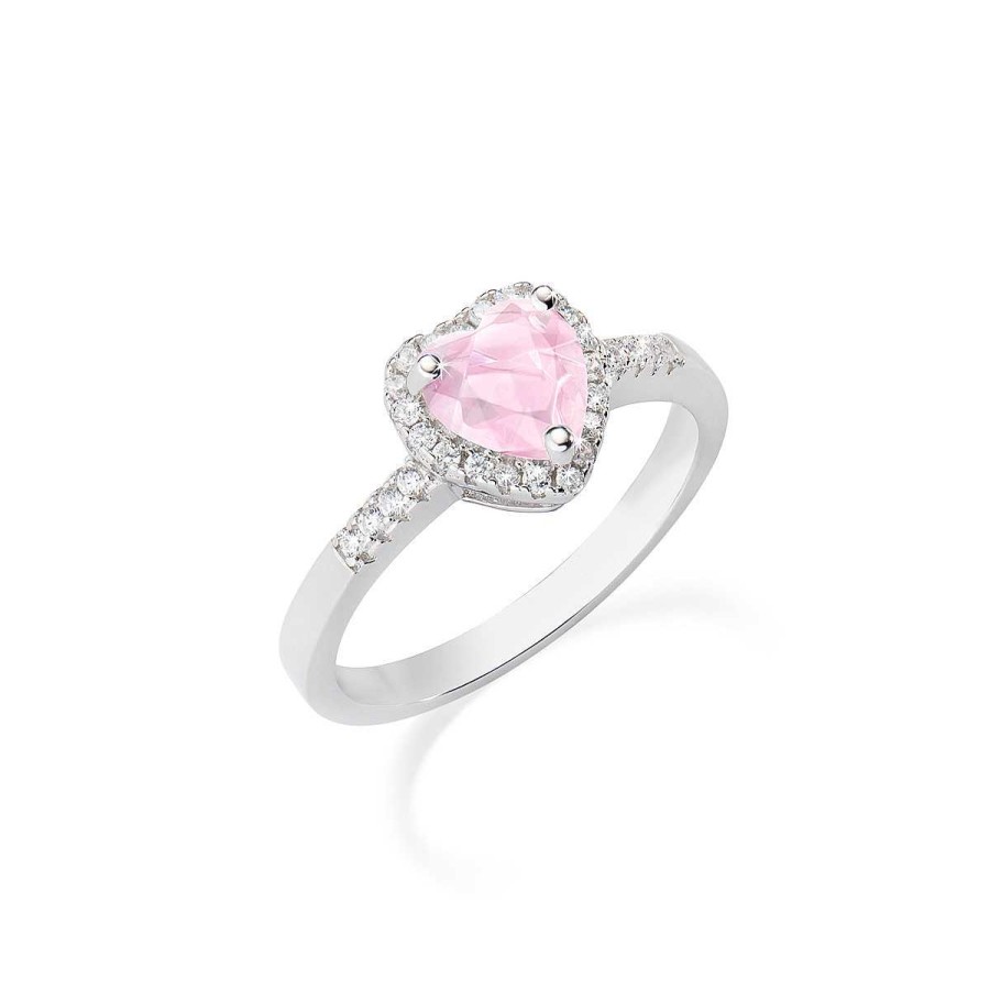 Anelli Amen | Anello Rodio Cuore Dell'Oceano Rosa