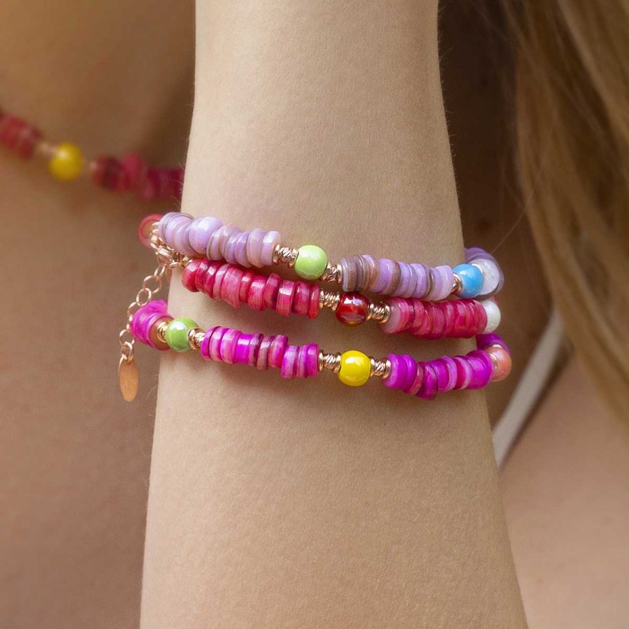 Bracciali Amen | Bracciale Oceania Ros Con Giada Fucsia