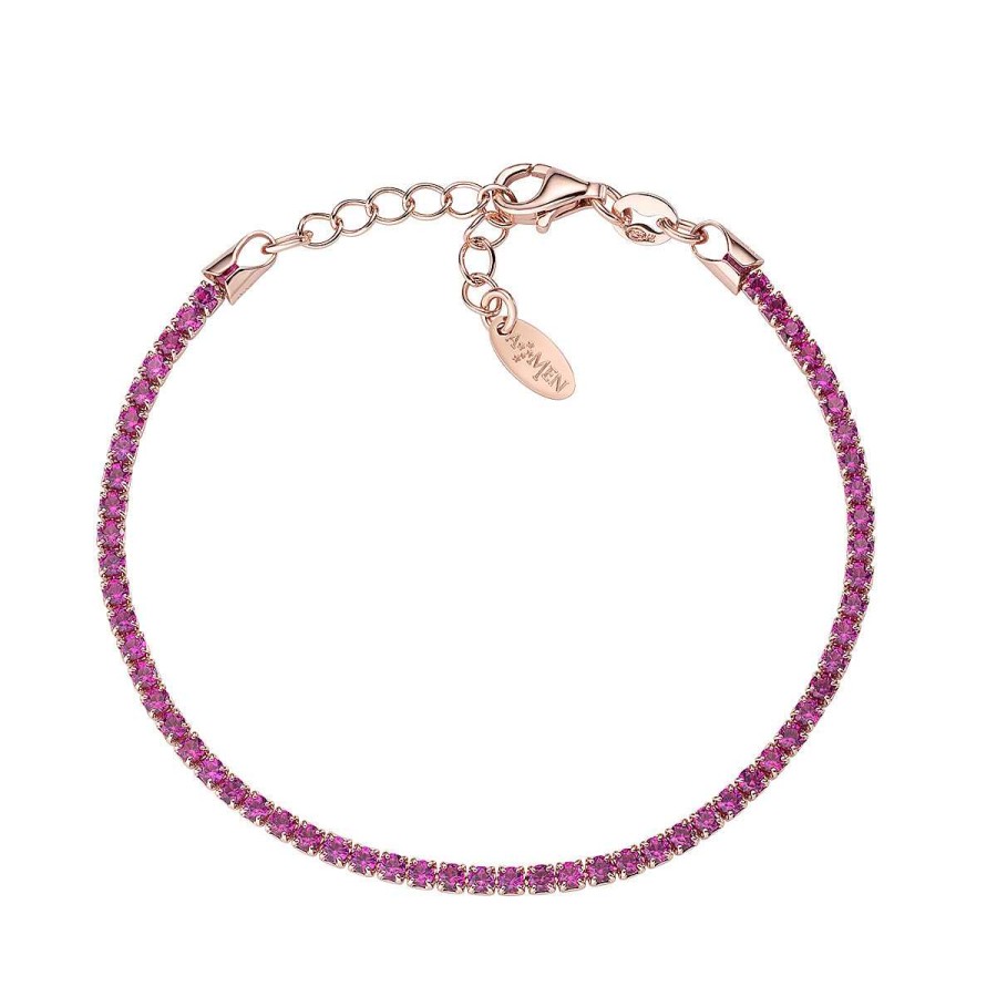 Bracciali Amen | Bracciale Tennis Ros Zirconi Fucsia