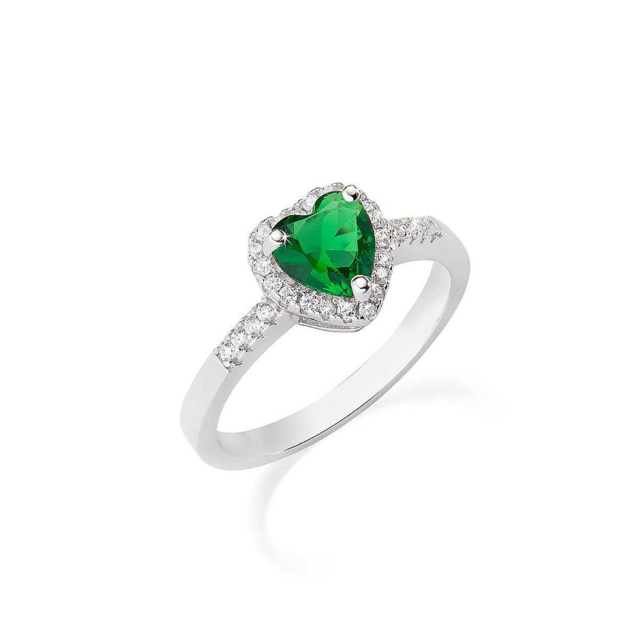 Anelli Amen | Anello Rodio Cuore Dell'Oceano Verde