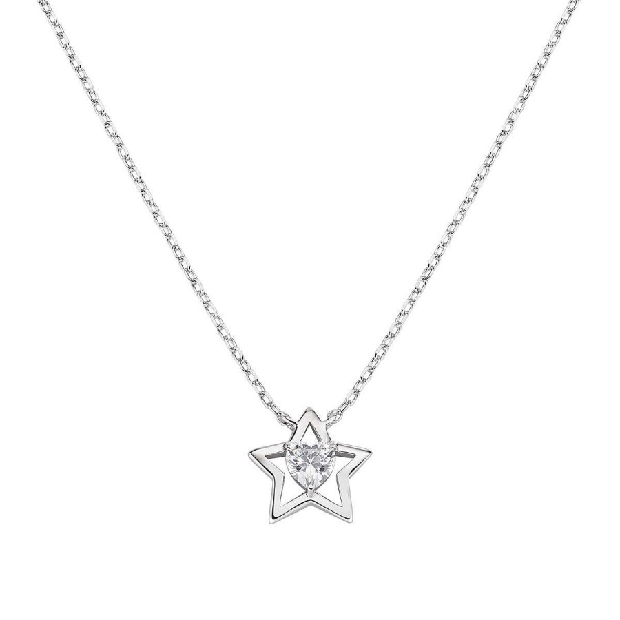 Collane Amen | Collana Stella Con Cuore In Zircone Bianco