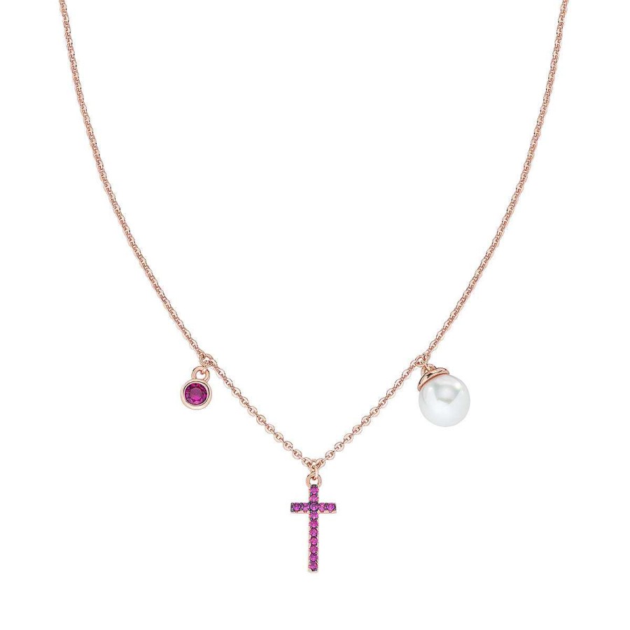 Collane Amen | Collana Ros Croce Zirconata E Perla