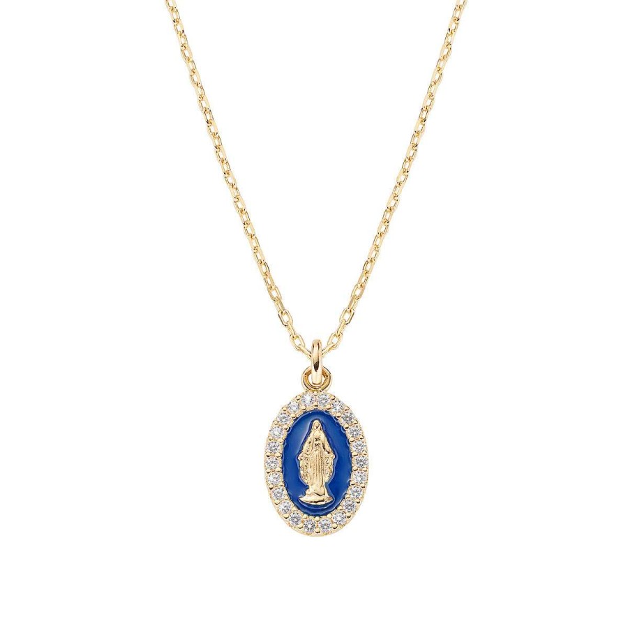 Collane Amen | Collana Mini Medaglia Miracolosa Smaltata Blu