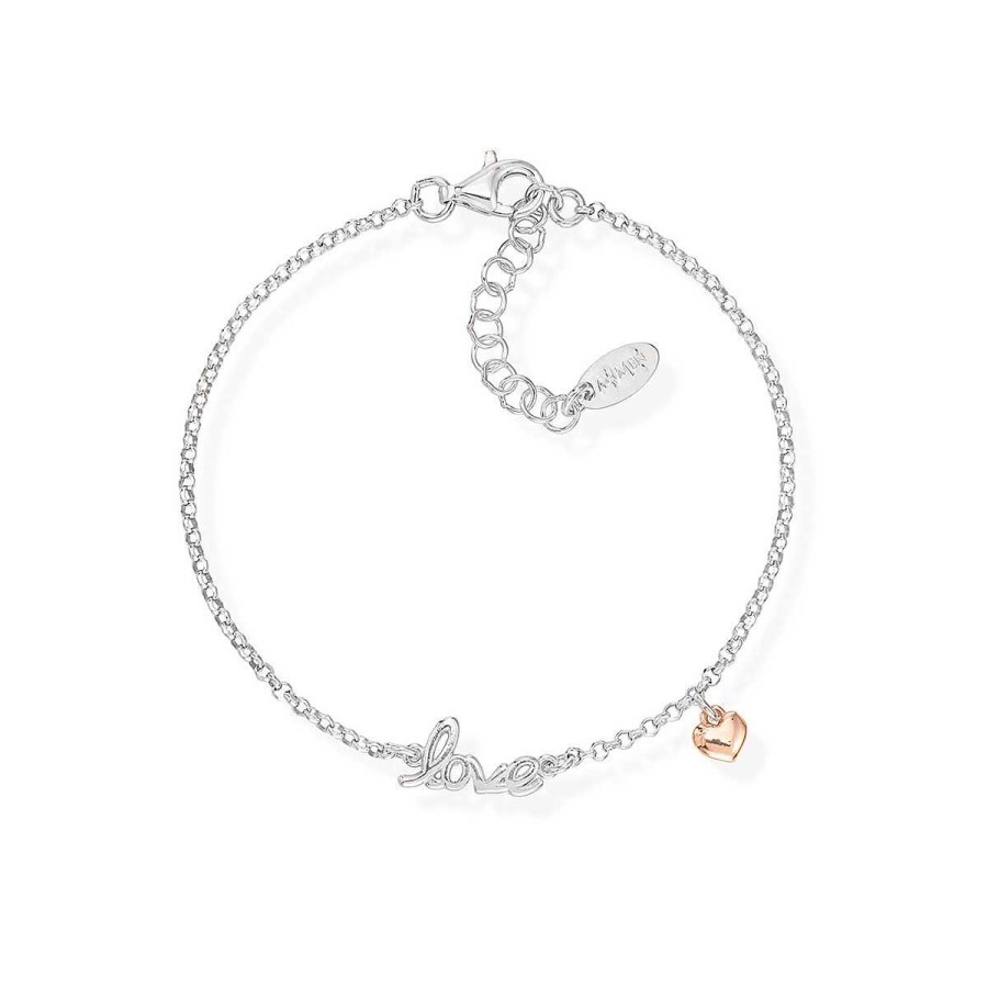 Bracciali Amen | Bracciale Love E Charm Cuore Ros