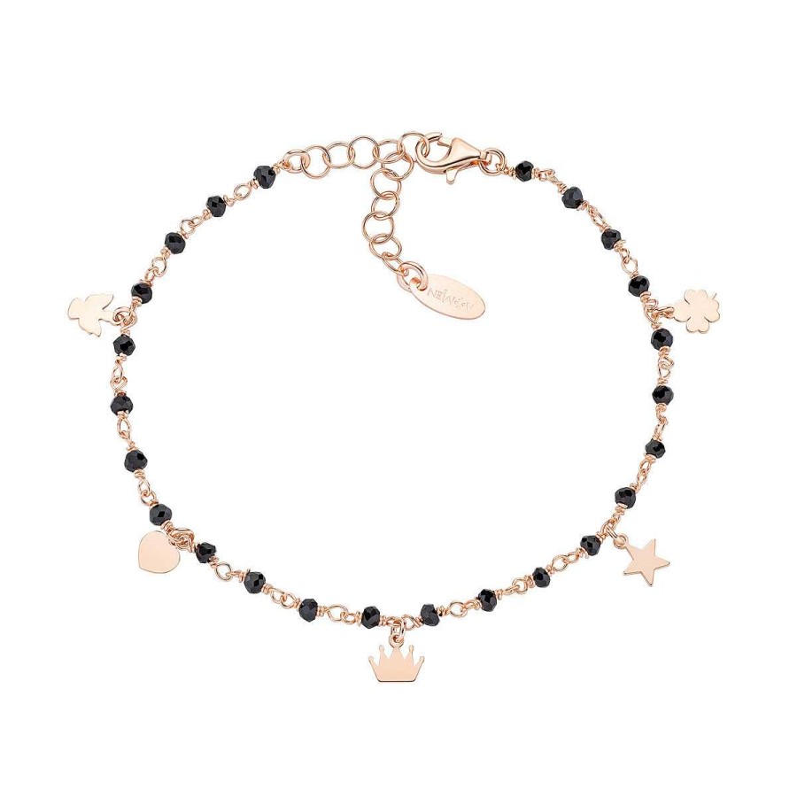 Bracciali Amen | Bracciale Charm Ros Elegance Cristalli Neri