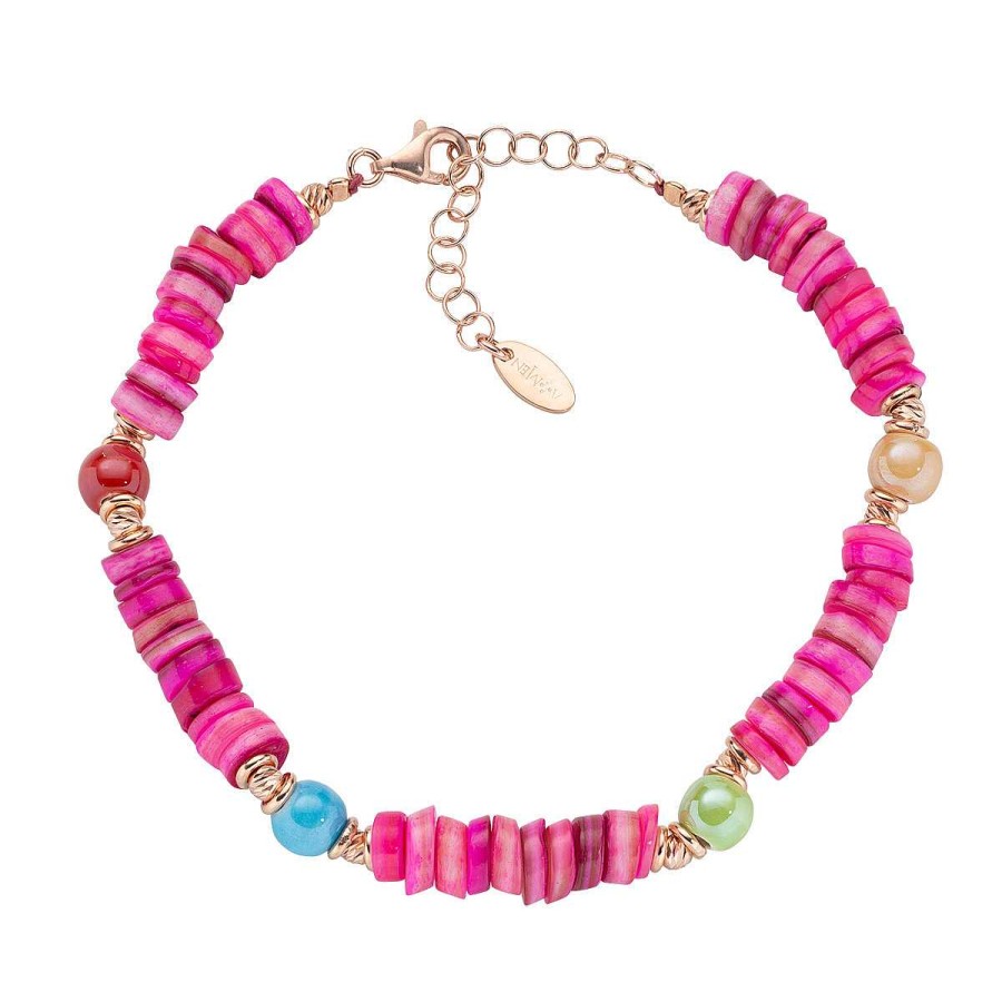 Bracciali Amen | Bracciale Oceania Ros Con Giada Fucsia