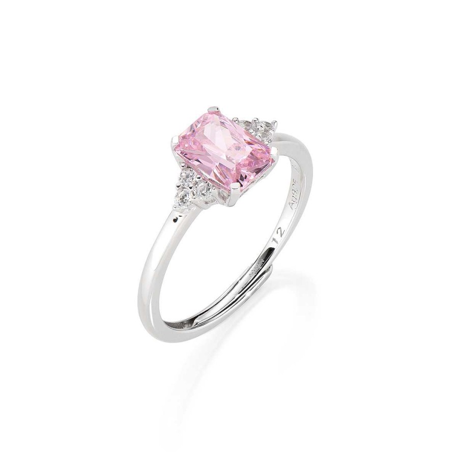 Anelli Amen | Anello Regolabile Princess Con Zirconi Rosa E Bianchi