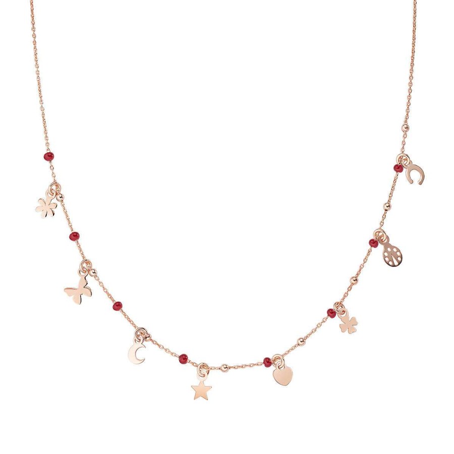 Collane Amen | Collana Multi-Charm Ros E Smalto Rosso