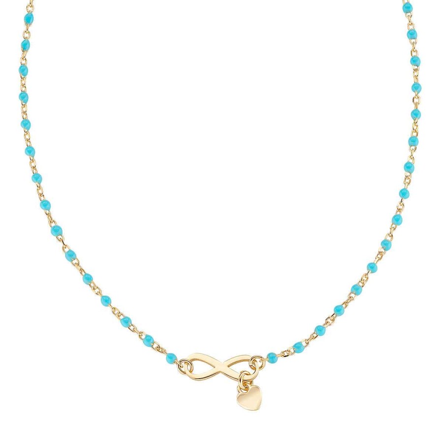 Collane Amen | Collana "Infinito" In Argento Dorato Con Smalto Turchese