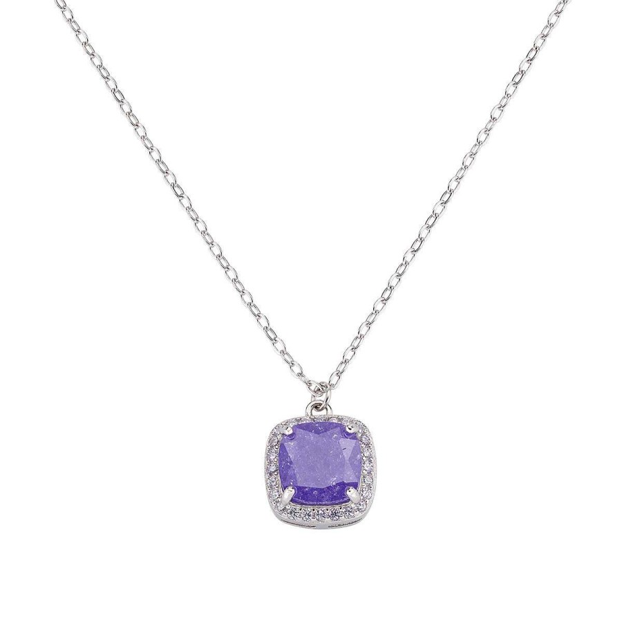 Collane Amen | Collana In Argento Con Creek Stone Viola E Zirconi Lavanda