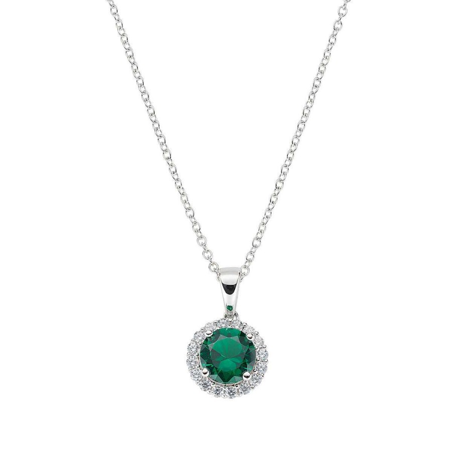 Collane Amen | Collana Diamond Con Zircone Tondo Verde