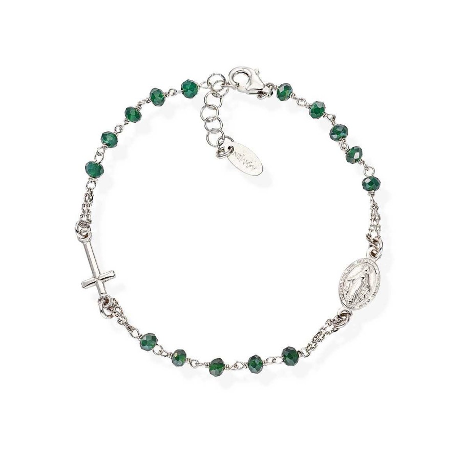 Bracciali Amen | Bracciale Rosario Cristalli Verde Bottiglia