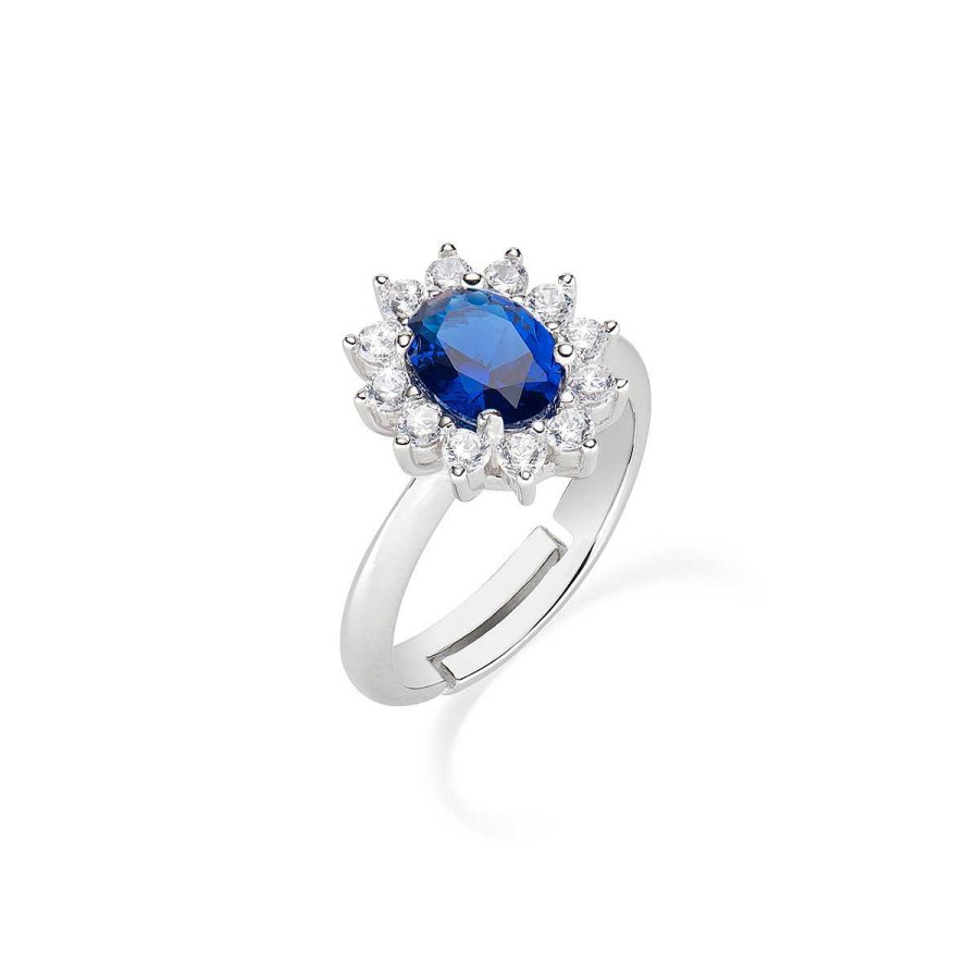 Anelli Amen | Anello Adattabile Royal Lady Zircone Blu