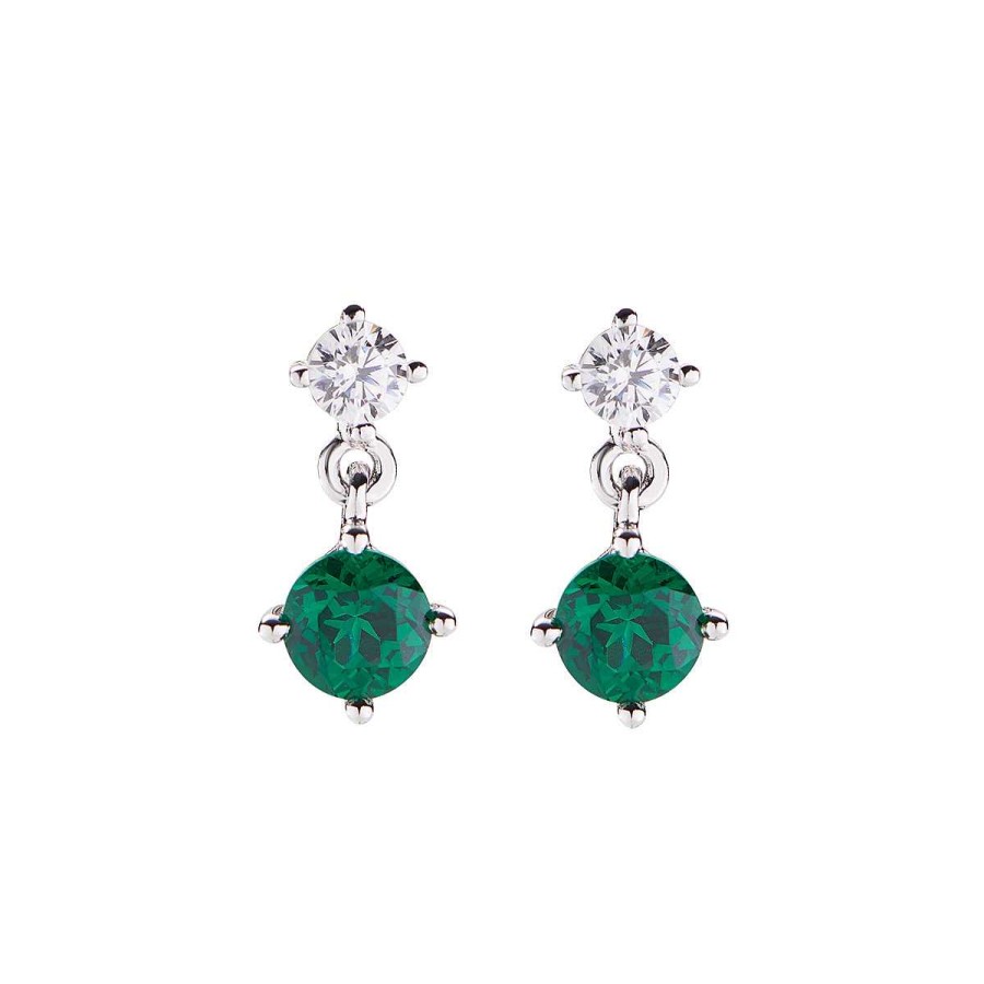 Orecchini Amen | Orecchini Princess Con Zircone Tondo Verde