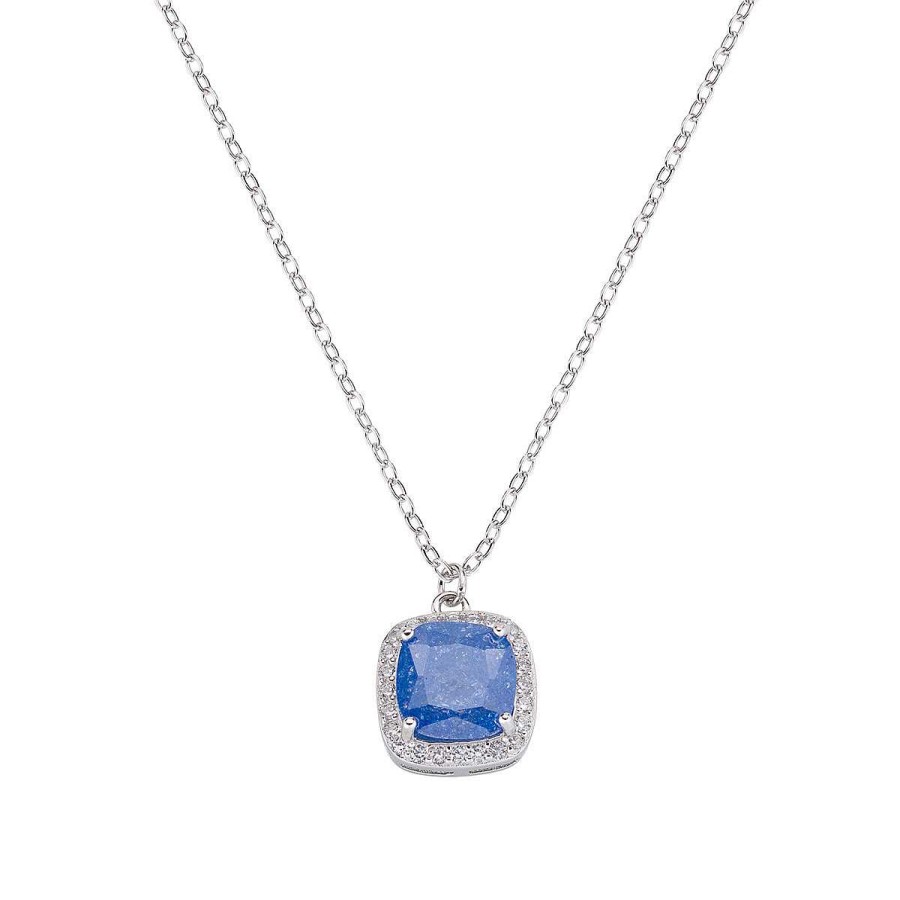 Collane Amen | Collana In Argento Con Creek Stone Blu E Zirconi