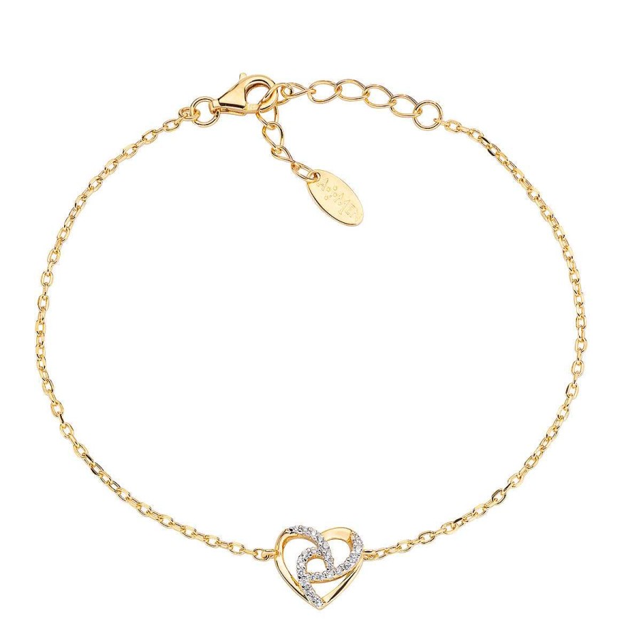 Bracciali Amen | Bracciale "Cuore" In Argento Dorato Con Zirconi