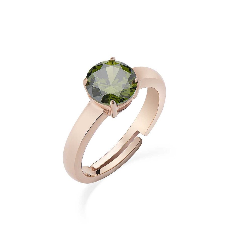 Anelli Amen | Anello Ros Zircone Solitario Verde